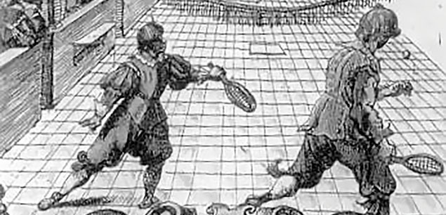 Jeu de paume (pol. gra dłonią) na francuskiej rycinie z 1632 r. Źródło: domena publiczna